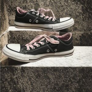 Classic Black Sneakers with Pink Accents
